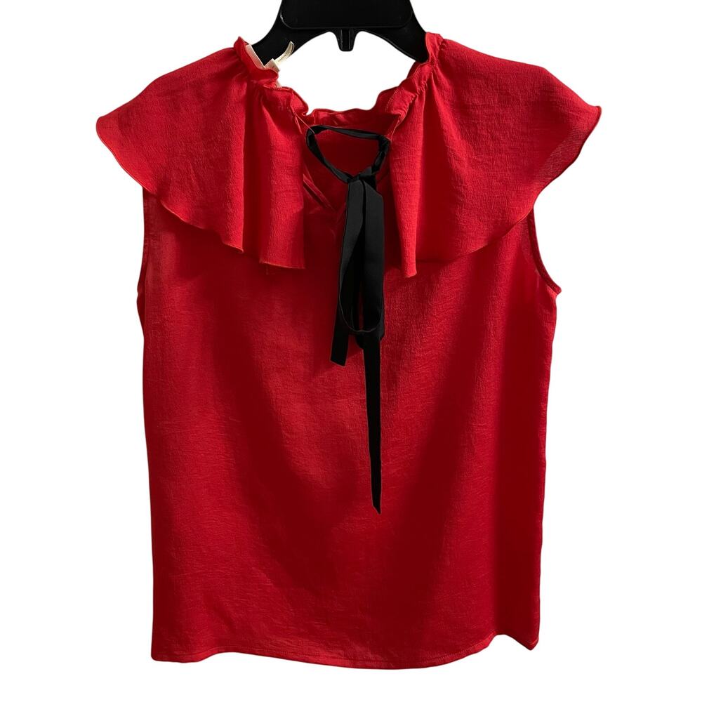 Maje Red Ruffle Lierro Blouse - Picture 4 of 7